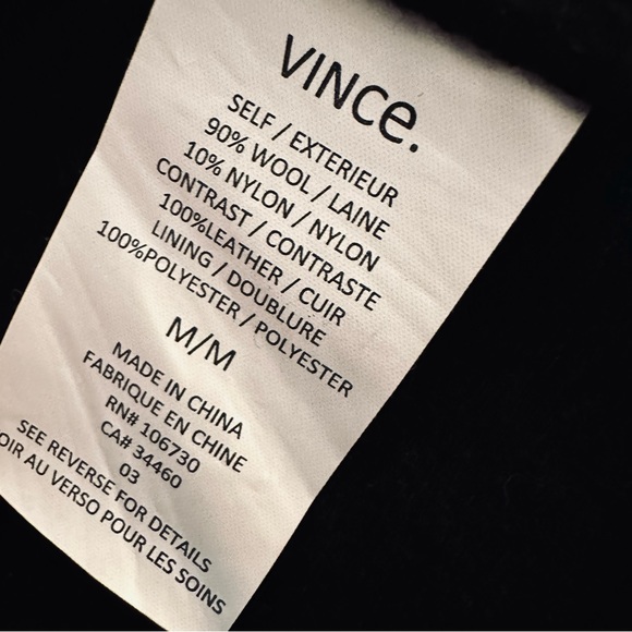 VINCE wool and leather jacket / black / medium - Picture 5 of 6